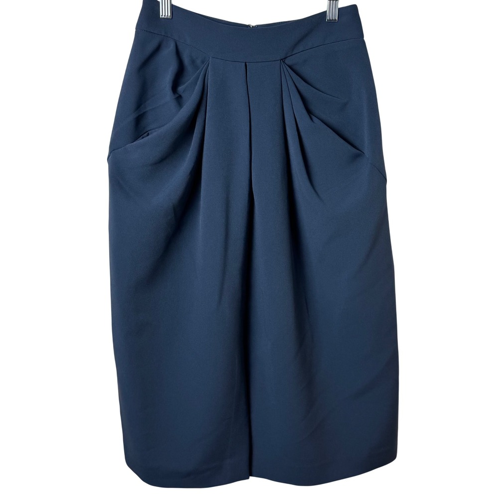Commense Skirt Women XS Blue‎ Pleated Front Pockets Midi OA250904098